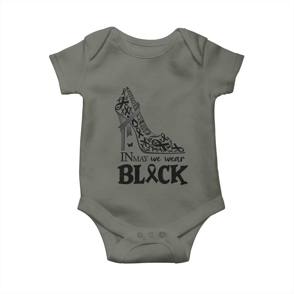 In May We Wear Black Baby Onesie Skin Cancer Support Gift For Her TS12 Military Green Print Your Wear