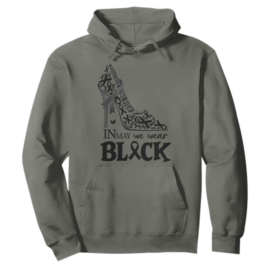 In May We Wear Black Hoodie Skin Cancer Support Gift For Her TS12 Military Green Print Your Wear