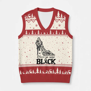 In May We Wear Black V-Neck Knit Sweater Vest Skin Cancer Support Gift For Her TS12 Beige Red Print Your Wear