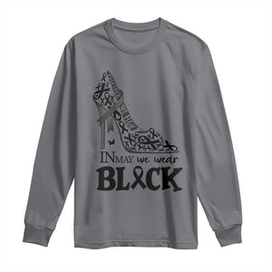 In May We Wear Black Long Sleeve Shirt Skin Cancer Support Gift For Her TS12 Charcoal Print Your Wear