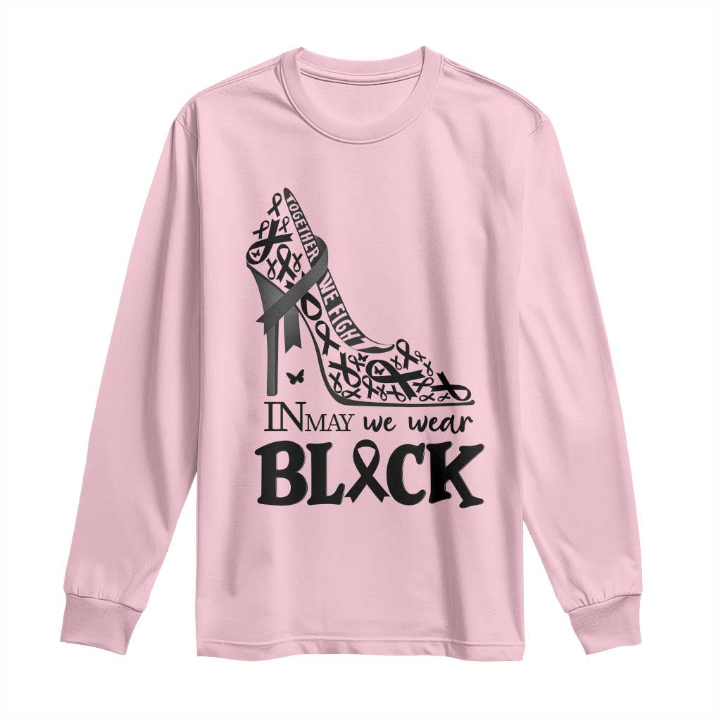 In May We Wear Black Long Sleeve Shirt Skin Cancer Support Gift For Her TS12 Light Pink Print Your Wear