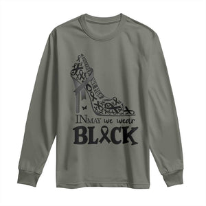 In May We Wear Black Long Sleeve Shirt Skin Cancer Support Gift For Her TS12 Military Green Print Your Wear