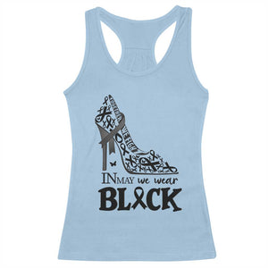 In May We Wear Black Racerback Tank Top Skin Cancer Support Gift For Her TS12 Light Blue Print Your Wear