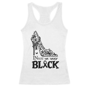 In May We Wear Black Racerback Tank Top Skin Cancer Support Gift For Her TS12 White Print Your Wear