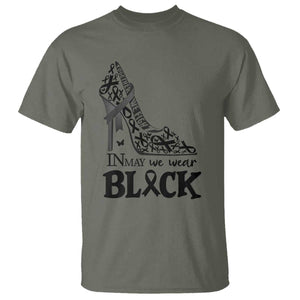 In May We Wear Black T Shirt Skin Cancer Support Gift For Her TS12 Military Green Print Your Wear