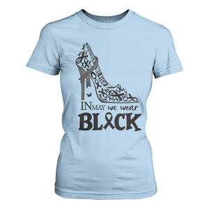 In May We Wear Black T Shirt For Women Skin Cancer Support Gift For Her TS12 Light Blue Print Your Wear