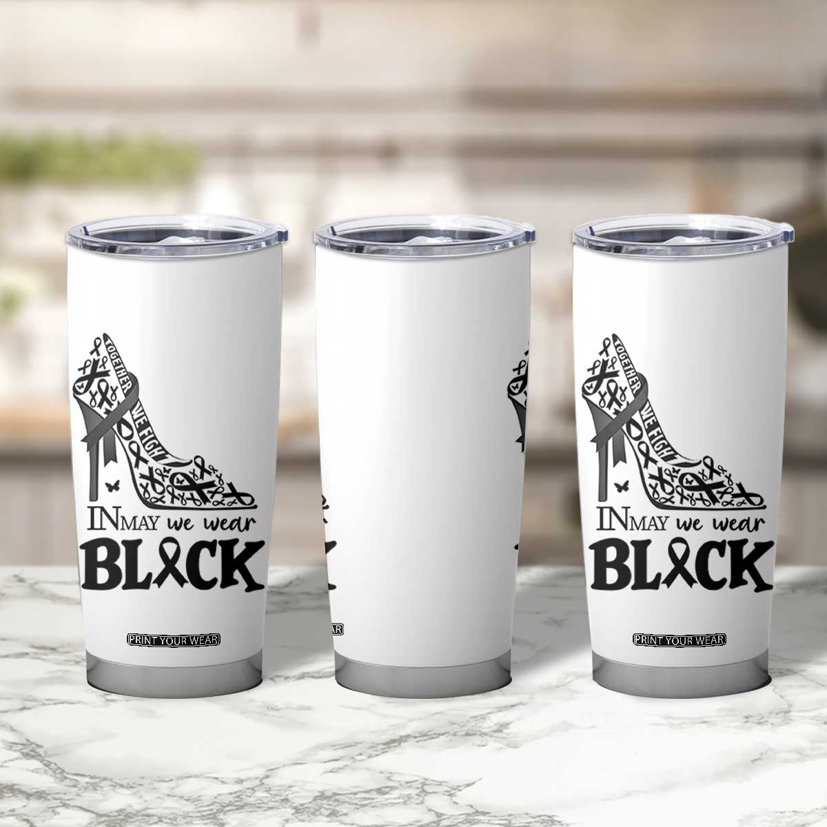 In May We Wear Black Tumbler Cup Skin Cancer Support Gift For Her TS12 Print Your Wear
