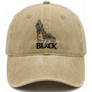 In May We Wear Black Washed Cotton Baseball Cap Skin Cancer Support Gift For Her TS12 Print Your Wear
