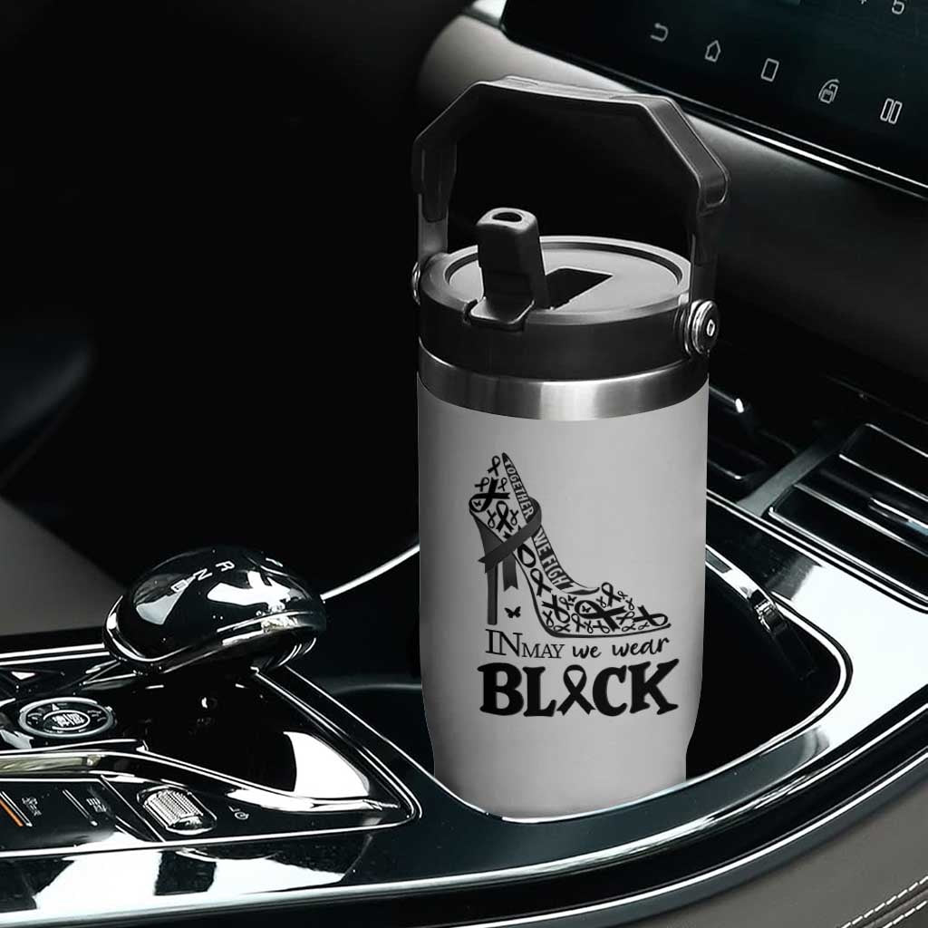 In May We Wear Black Flip Straw Tumbler Skin Cancer Support Gift For Her TS12 Print Your Wear
