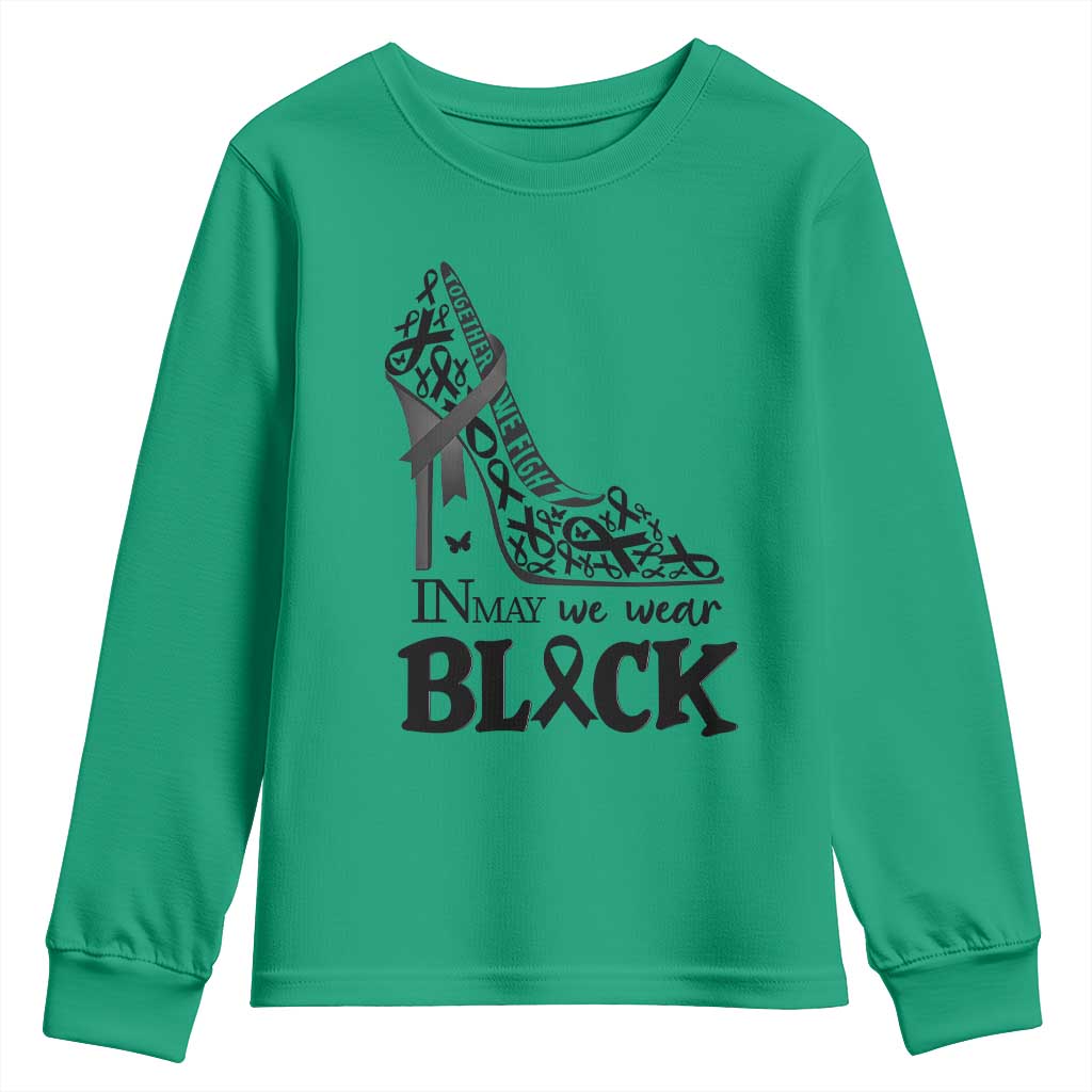 In May We Wear Black Youth Sweatshirt Skin Cancer Support Gift For Her TS12 Irish Green Print Your Wear