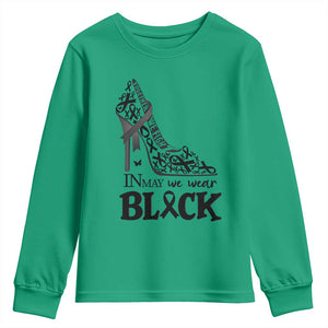 In May We Wear Black Youth Sweatshirt Skin Cancer Support Gift For Her TS12 Irish Green Print Your Wear