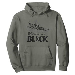 In May We Wear Black Hoodie Melanoma Support Family Gift TS12 Military Green Print Your Wear