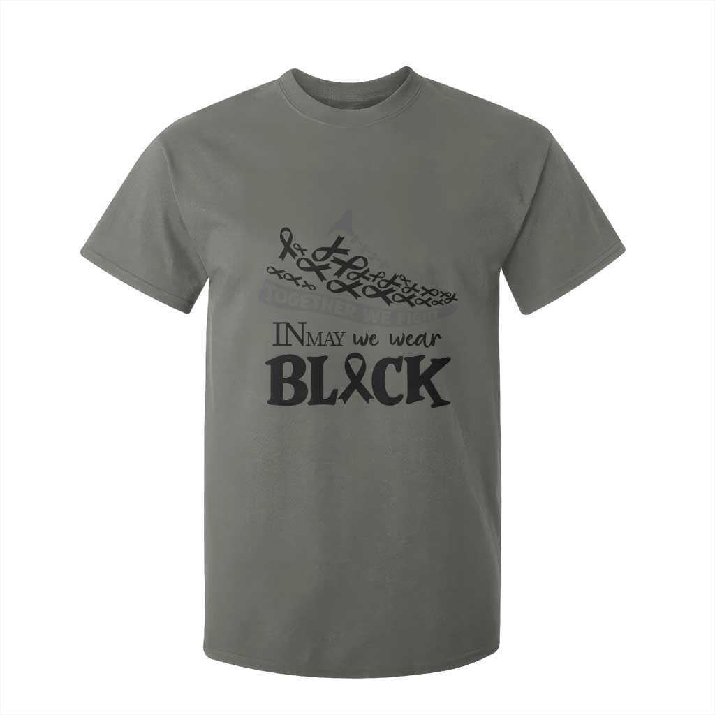 In May We Wear Black T Shirt For Kid Melanoma Support Family Gift TS12 Military Green Print Your Wear