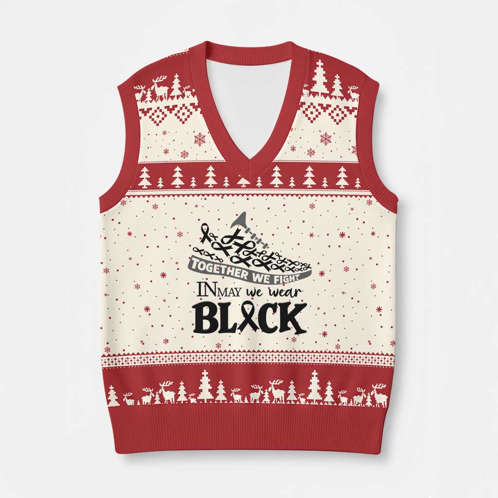 In May We Wear Black V-Neck Knit Sweater Vest Melanoma Support Family Gift TS12 Beige Red Print Your Wear