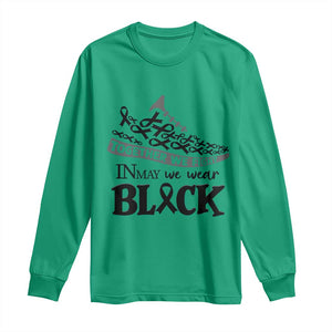 In May We Wear Black Long Sleeve Shirt Melanoma Support Family Gift TS12 Irish Green Print Your Wear
