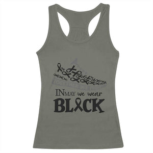 In May We Wear Black Racerback Tank Top Melanoma Support Family Gift TS12 Military Green Print Your Wear