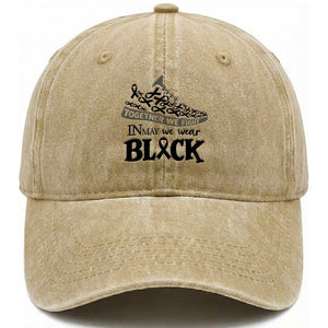 In May We Wear Black Washed Cotton Baseball Cap Melanoma Support Family Gift TS12 Print Your Wear