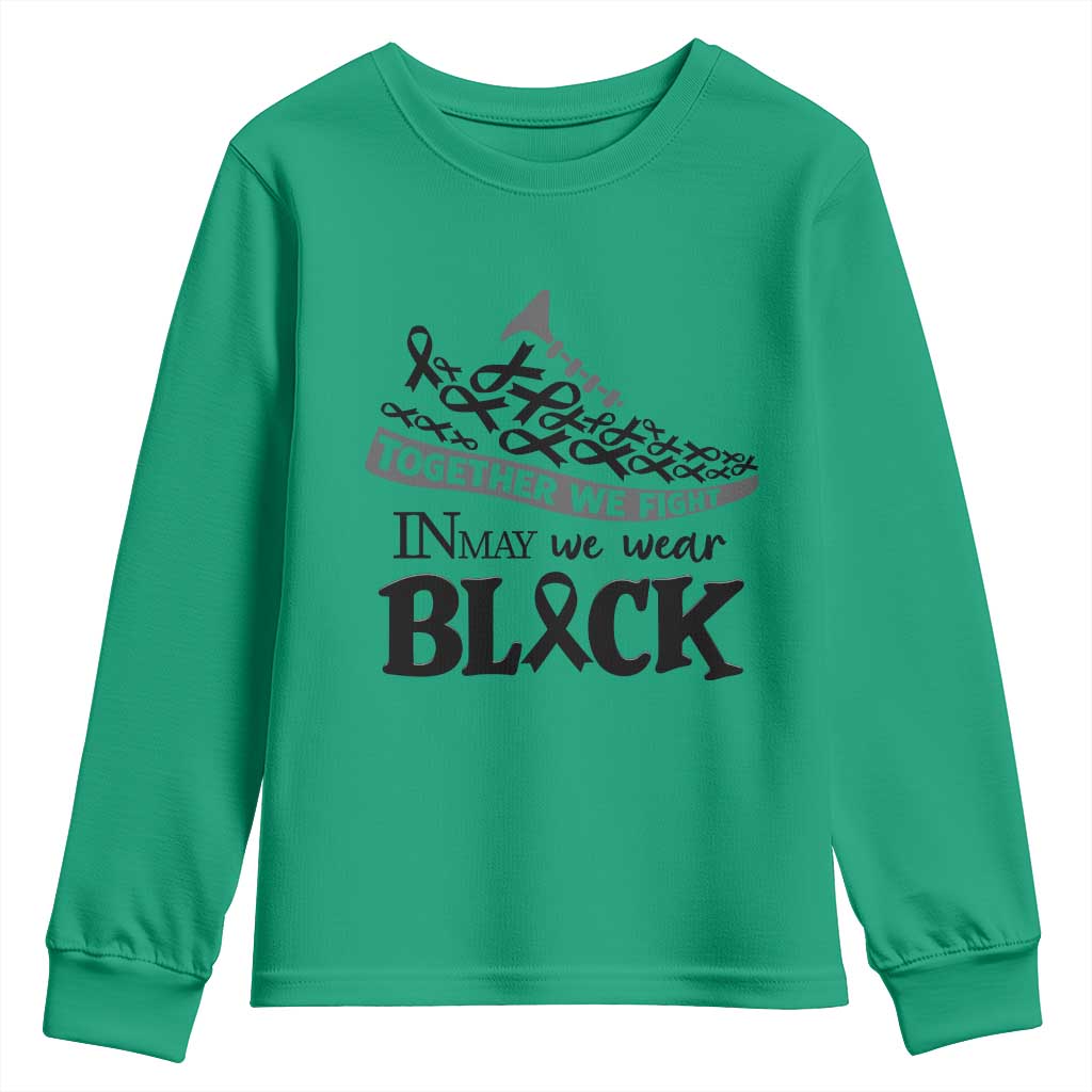 In May We Wear Black Youth Sweatshirt Melanoma Support Family Gift TS12 Irish Green Print Your Wear