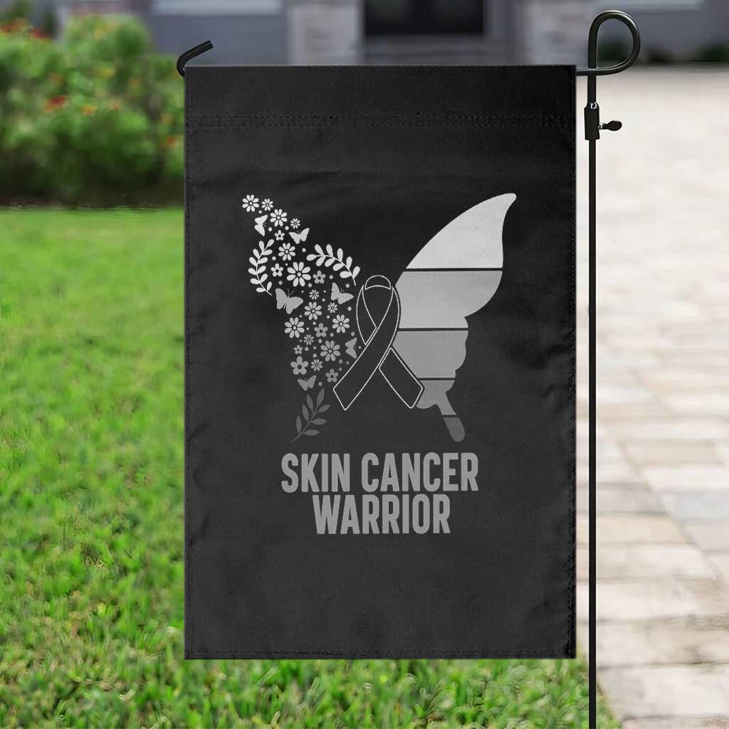 Floral Butterfly Melanoma Awarenes Garden Flag Black Ribbon Warrior Support Gift TS12 Print Your Wear