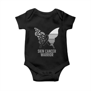 Floral Butterfly Melanoma Awarenes Baby Onesie Black Ribbon Warrior Support Gift TS12 Black Print Your Wear