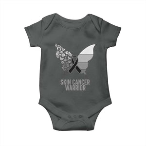 Floral Butterfly Melanoma Awarenes Baby Onesie Black Ribbon Warrior Support Gift TS12 Dark Heather Print Your Wear