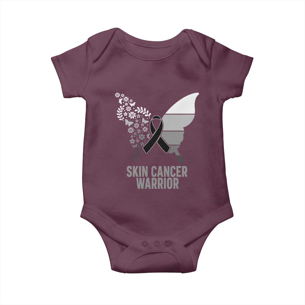 Floral Butterfly Melanoma Awarenes Baby Onesie Black Ribbon Warrior Support Gift TS12 Maroon Print Your Wear
