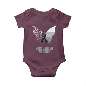 Floral Butterfly Melanoma Awarenes Baby Onesie Black Ribbon Warrior Support Gift TS12 Maroon Print Your Wear