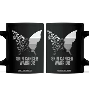 Floral Butterfly Melanoma Awarenes Coffee Mug Black Ribbon Warrior Support Gift TS12 Black Print Your Wear