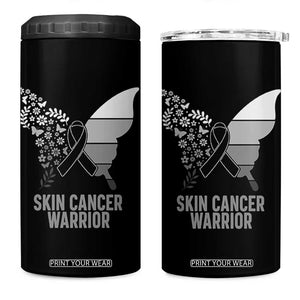 Floral Butterfly Melanoma Awarenes 4 in 1 Can Cooler Tumbler Black Ribbon Warrior Support Gift TS12 One Size: 16 oz Black Print Your Wear