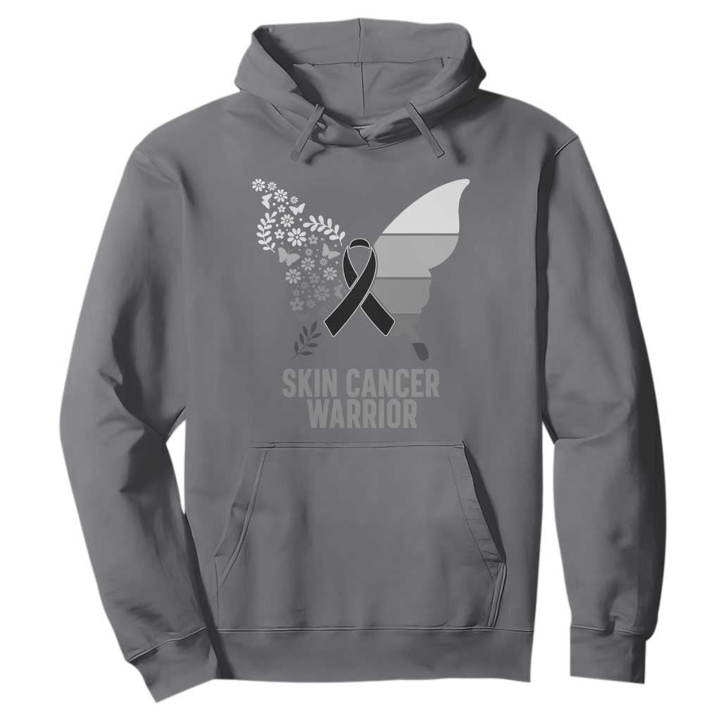 Floral Butterfly Melanoma Awarenes Hoodie Black Ribbon Warrior Support Gift TS12 Charcoal Print Your Wear