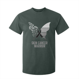 Floral Butterfly Melanoma Awarenes T Shirt For Kid Black Ribbon Warrior Support Gift TS12 Dark Forest Green Print Your Wear