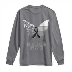 Floral Butterfly Melanoma Awarenes Long Sleeve Shirt Black Ribbon Warrior Support Gift TS12 Charcoal Print Your Wear