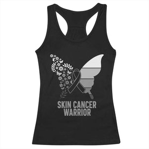 Floral Butterfly Melanoma Awarenes Racerback Tank Top Black Ribbon Warrior Support Gift TS12 Black Print Your Wear