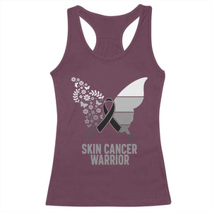 Floral Butterfly Melanoma Awarenes Racerback Tank Top Black Ribbon Warrior Support Gift TS12 Maroon Print Your Wear