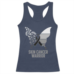 Floral Butterfly Melanoma Awarenes Racerback Tank Top Black Ribbon Warrior Support Gift TS12 Navy Print Your Wear