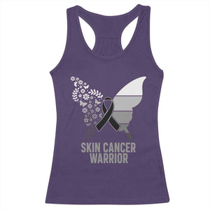 Floral Butterfly Melanoma Awarenes Racerback Tank Top Black Ribbon Warrior Support Gift TS12 Purple Print Your Wear