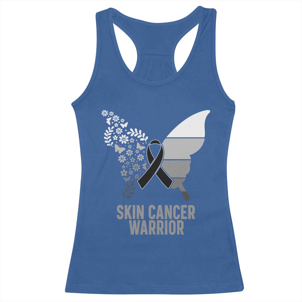 Floral Butterfly Melanoma Awarenes Racerback Tank Top Black Ribbon Warrior Support Gift TS12 Royal Blue Print Your Wear