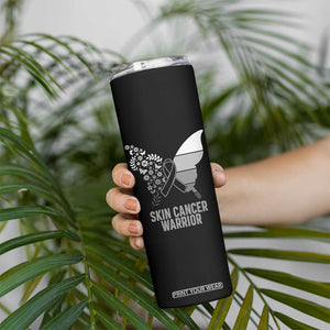 Floral Butterfly Melanoma Awarenes Skinny Tumbler Black Ribbon Warrior Support Gift TS12 Print Your Wear