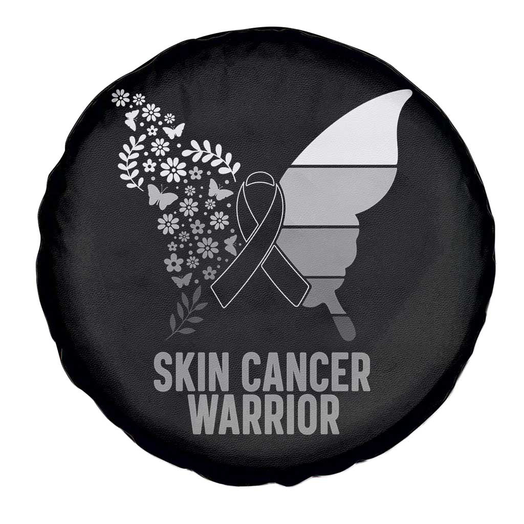 Floral Butterfly Melanoma Awarenes Spare Tire Cover Black Ribbon Warrior Support Gift TS12 Print Your Wear