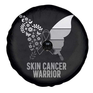 Floral Butterfly Melanoma Awarenes Spare Tire Cover Black Ribbon Warrior Support Gift TS12 Print Your Wear