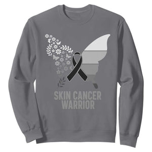 Floral Butterfly Melanoma Awarenes Sweatshirt Black Ribbon Warrior Support Gift TS12 Charcoal Print Your Wear
