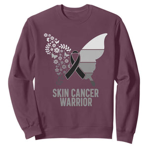 Floral Butterfly Melanoma Awarenes Sweatshirt Black Ribbon Warrior Support Gift TS12 Maroon Print Your Wear