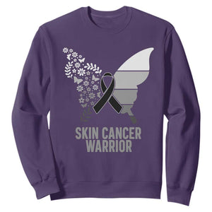 Floral Butterfly Melanoma Awarenes Sweatshirt Black Ribbon Warrior Support Gift TS12 Purple Print Your Wear