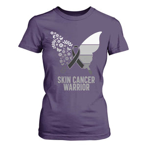 Floral Butterfly Melanoma Awarenes T Shirt For Women Black Ribbon Warrior Support Gift TS12 Purple Print Your Wear