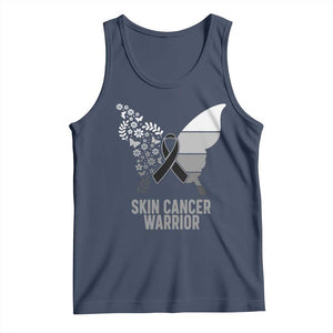 Floral Butterfly Melanoma Awarenes Tank Top Black Ribbon Warrior Support Gift TS12 Navy Print Your Wear