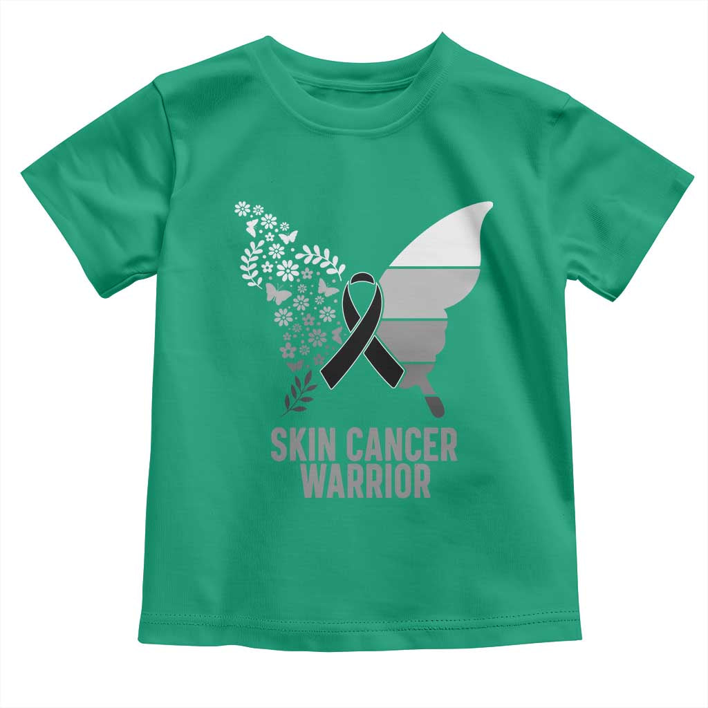 Floral Butterfly Melanoma Awarenes Toddler T Shirt Black Ribbon Warrior Support Gift TS12 Irish Green Print Your Wear