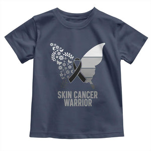 Floral Butterfly Melanoma Awarenes Toddler T Shirt Black Ribbon Warrior Support Gift TS12 Navy Print Your Wear