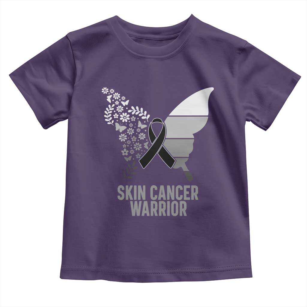 Floral Butterfly Melanoma Awarenes Toddler T Shirt Black Ribbon Warrior Support Gift TS12 Purple Print Your Wear