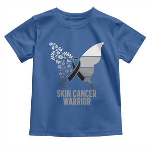 Floral Butterfly Melanoma Awarenes Toddler T Shirt Black Ribbon Warrior Support Gift TS12 Royal Blue Print Your Wear
