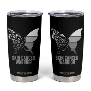 Floral Butterfly Melanoma Awarenes Tumbler Cup Black Ribbon Warrior Support Gift TS12 Black Print Your Wear